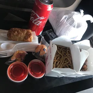 a variety of food items on a table