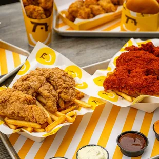 chicken wings and fried chicken, food