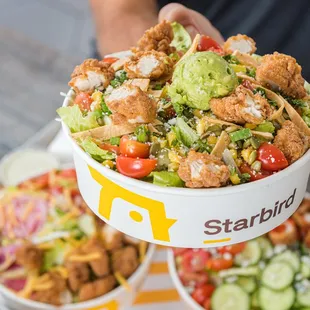 a bowl of chicken salad