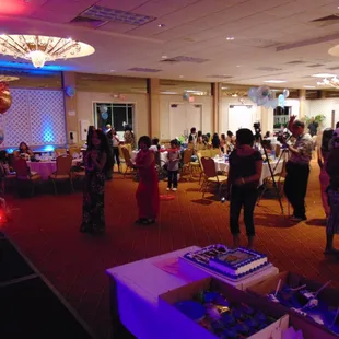 Due to this being a more of a formal function, we decided to provide uplighting for a portion of the room.