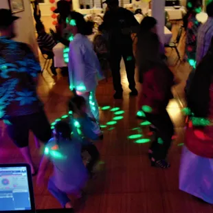 Having fun at a First Birthday Party! Got some lights on for the guests in the back, and off for the dancers in front.