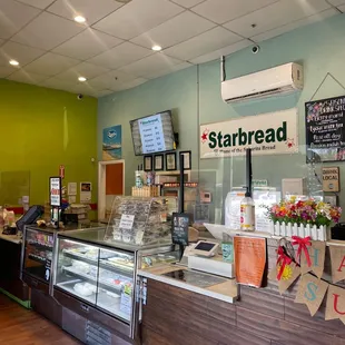 the interior of a bakery