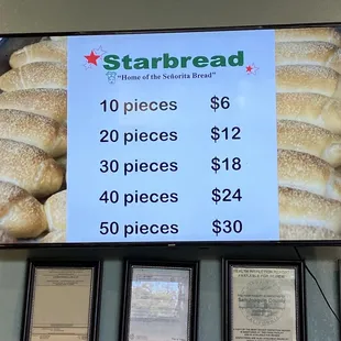 Senorita bread prices.  Picture taken 5/26/2022