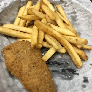 Kids meal comes with 2 chicken tenders and fries