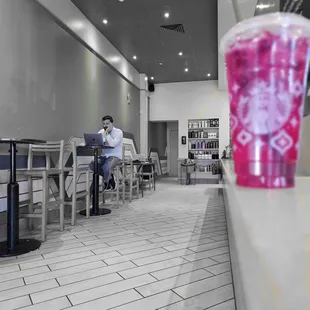 Interior seating at Starbucks