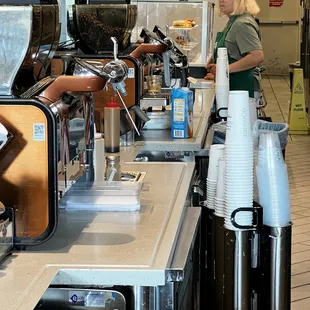 a woman working in a coffee shop