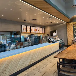 the inside of a starbucks coffee shop