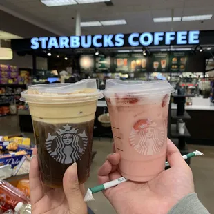 Pumpkin Cream Cold Brew and Pink Drink