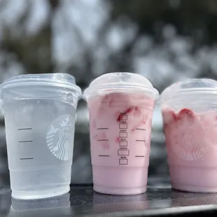 Strawberry Pink Drink with coco milk.