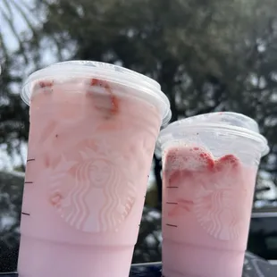 Pink Drinks with coco milk. Kids friendly lol refreshing