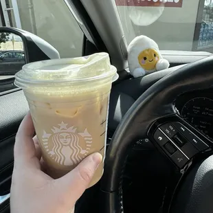 Iced white mocha with salted caramel cold foam