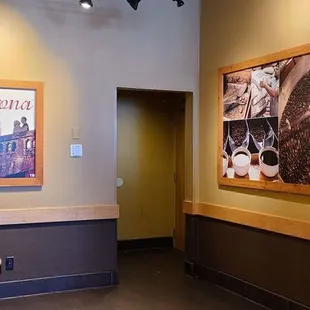 a coffee shop with coffee beans on display