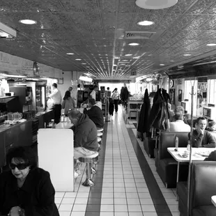 diners and diners in black and white