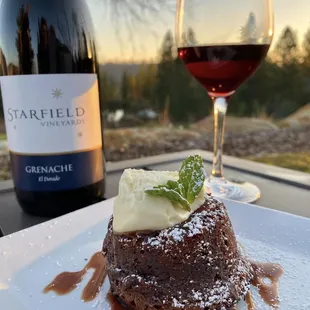 Molten Chocolate Cake paired with 2020 Grenache.