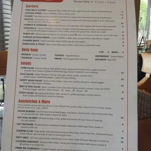 menu