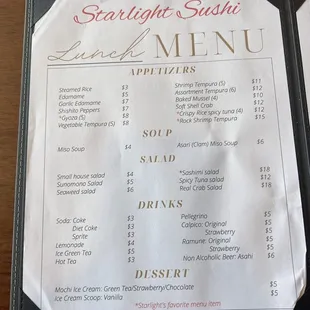 Lunch menu part 1