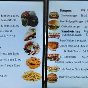 Part of the lunch menu board