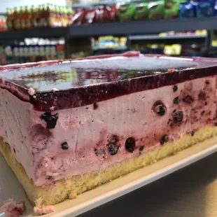 Homemade Cold cheesecake with black currant