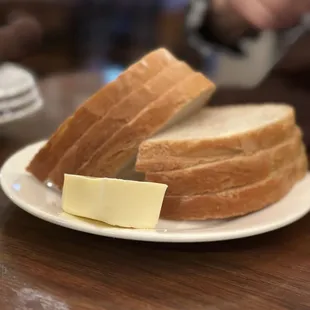 a plate of bread and butter