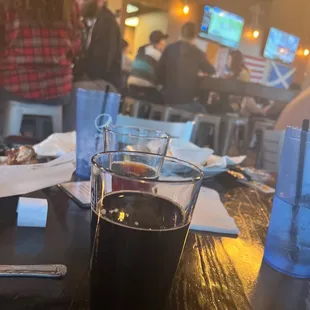 a glass of beer on a table