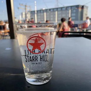 a glass of water