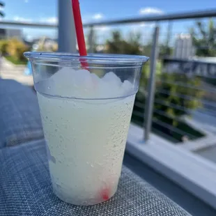 a drink in a plastic cup