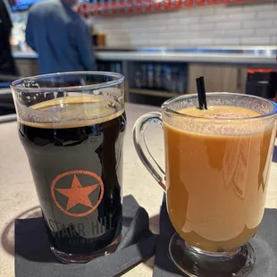 Beer and hot buttered rum cocktail