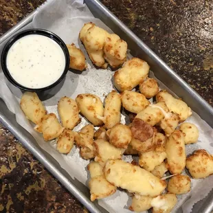 a tray of fried cauliflower