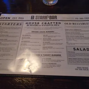 Front of the menu.