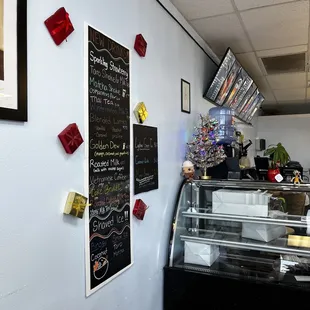 menus on the wall of a restaurant