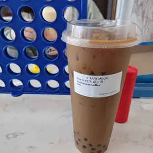 Vietnamese coffee with boba.