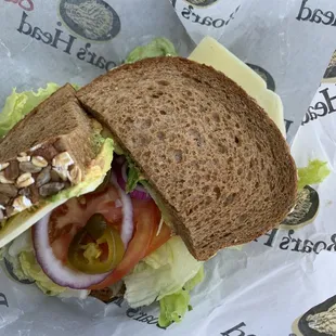 Wheat bread and veggies with chipotle Mayo