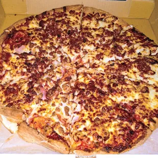 Half meat lovers, half bacon-bacon ranch...they put extra bacon all over &amp; it worked.