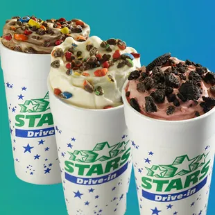 three cups of ice cream