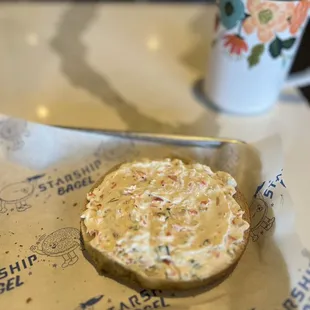 Zaatar Bagel with Garden Veggie Schmear