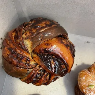Outside of chocolate babka