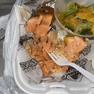 salmon and broccoli