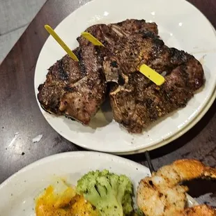 Lamp Chops, Grilled Shrimp