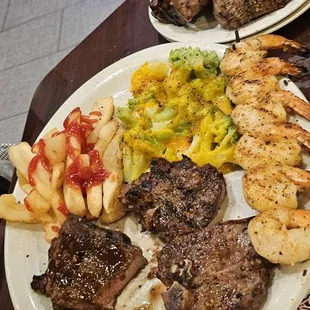 Lamp Chops, Grilled Shrimp