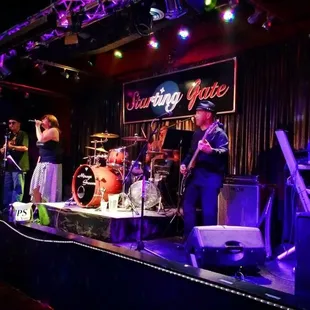 a band performing on stage