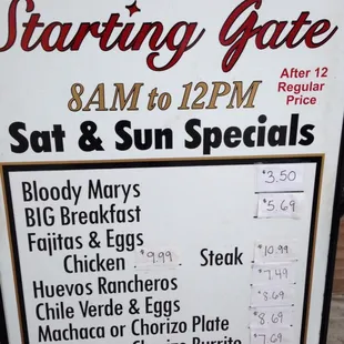 Weekend Specials