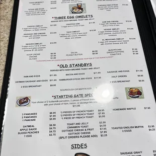 the menu of the restaurant