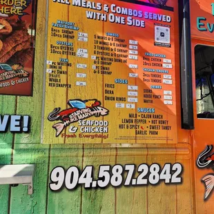 chicken wings and fried chicken, menu