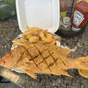 Fried snapper and shrimp!