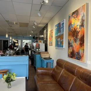 a leather couch and coffee table