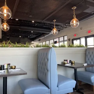 Comfortable seating, light and airy vibe!