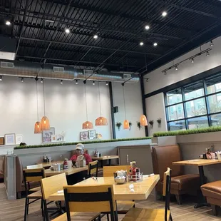 The dining room tables, and chairs