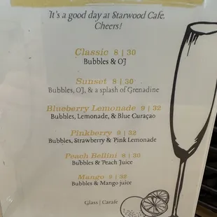 Mimosa menu