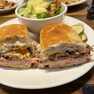 Cubano sandwich with a side salad