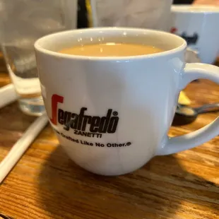 a cup of coffee on a table